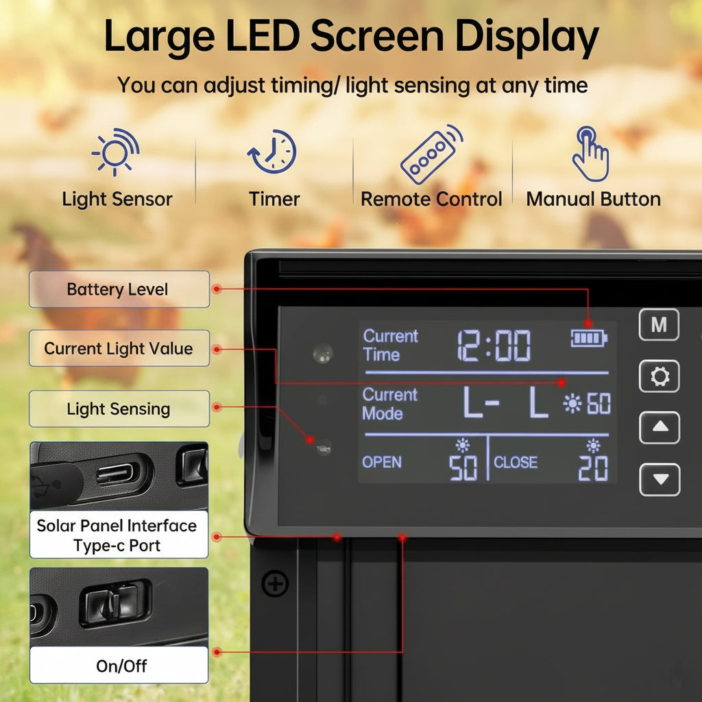 CoopGuard™ Auto Door - Protect your flock—automatically, day and night.